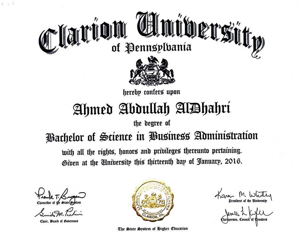 Clarion University BSBA Degree